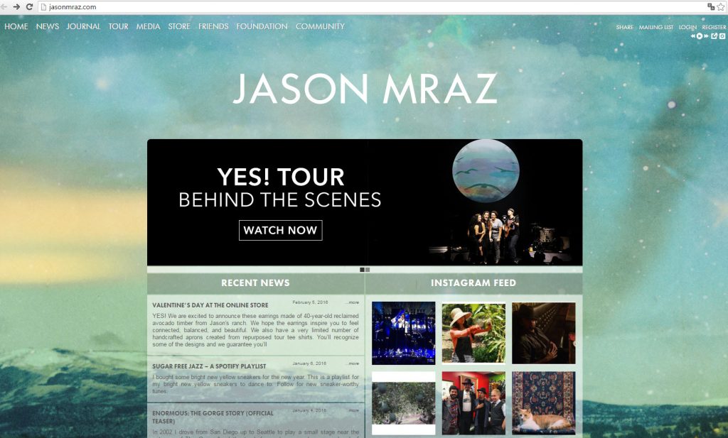 Sites que utilizam WordPress - Cultura Pop - Jason Mraz