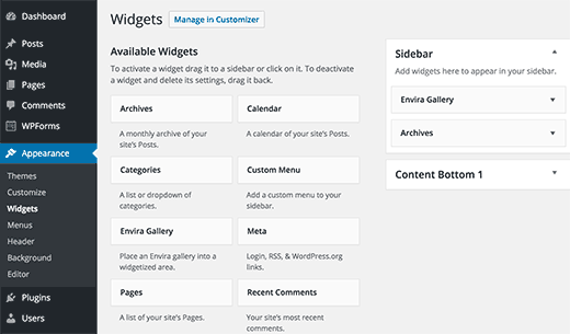 Widgets no WordPress - Como achar as widgets no WordPress