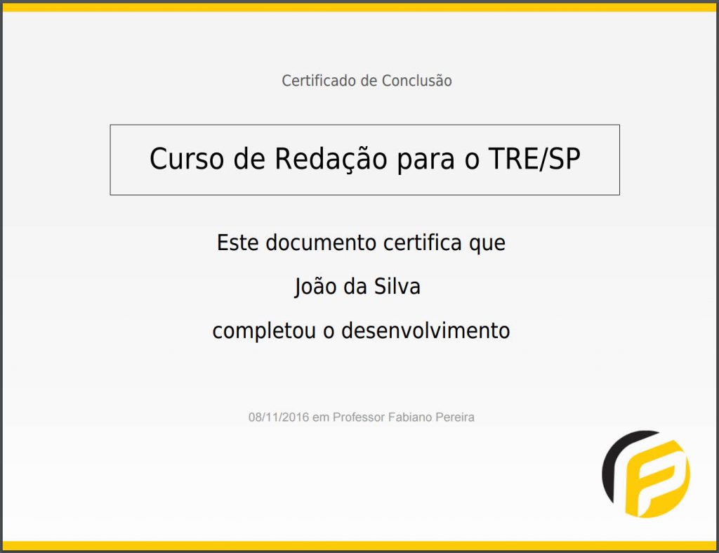 Certificado do Curso com Sensei