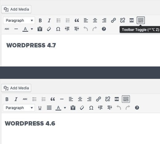 wordpress 4.7 - editor de texto