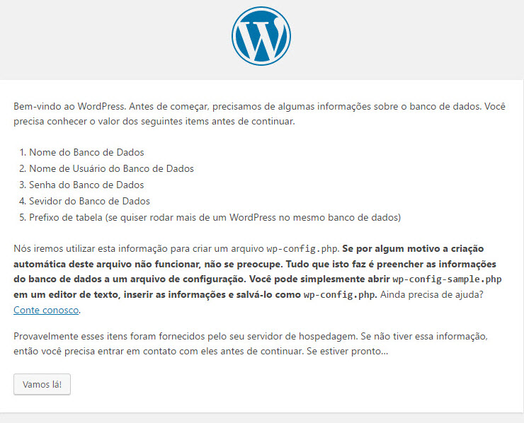 instalar o wordpress - passo 4