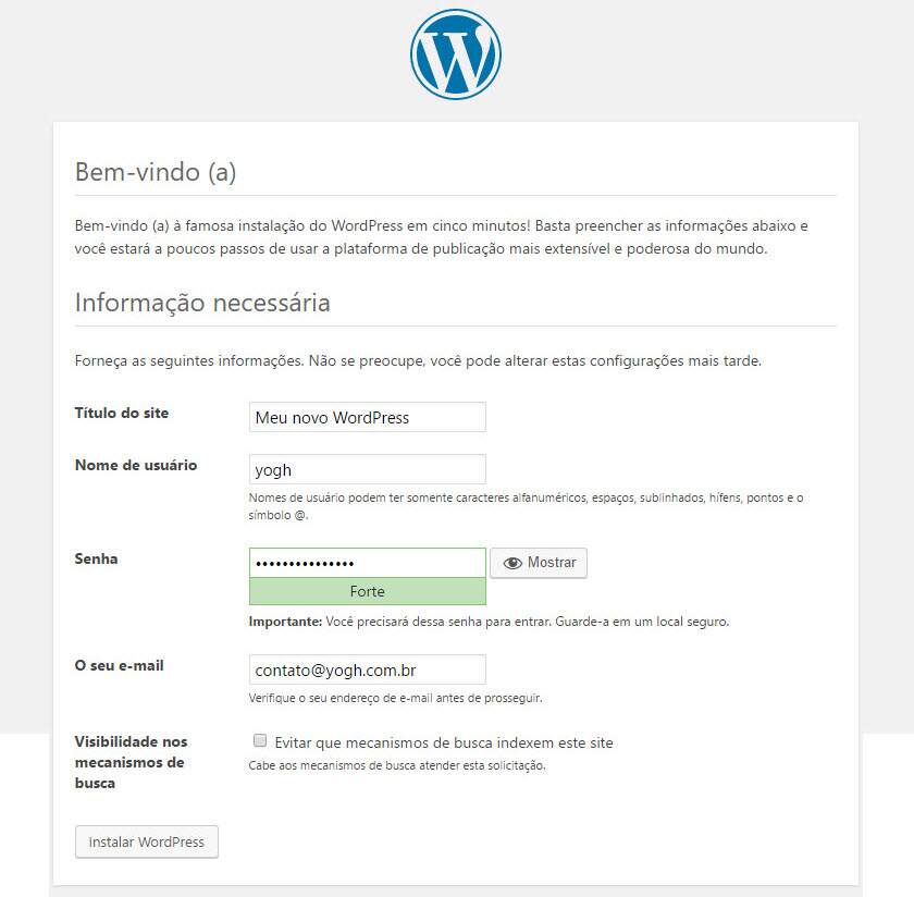instalar o wordpress - passo 7