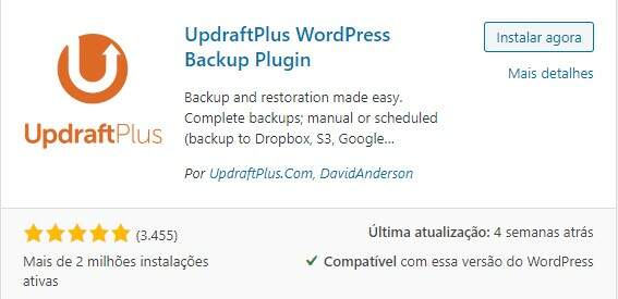 Plugin UpdraftPlus para WordPress