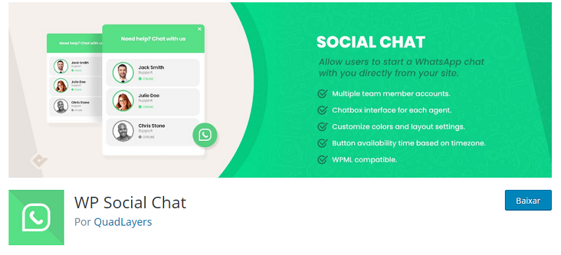 WP Social Chat - Plugin para WordPress