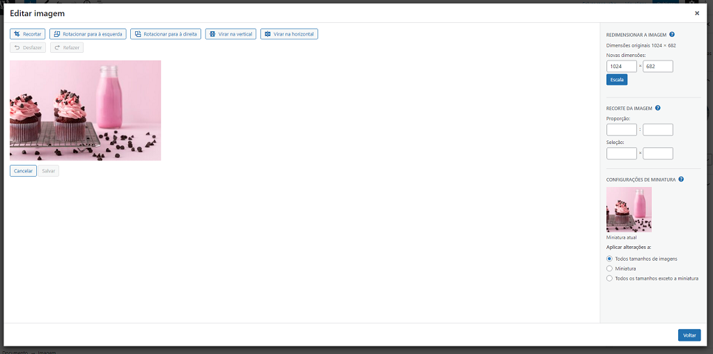 Como cortar imagem - Recursos de imagem no WordPress