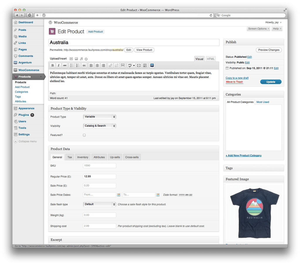 Painel de produtos versão 1.0 do WooCommerce