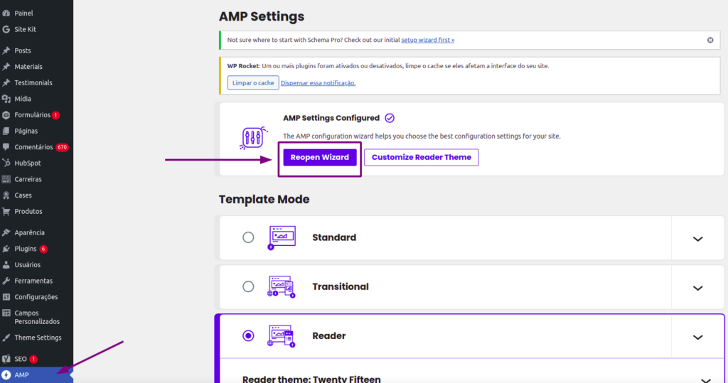 Passo a passo para configuração do Plugin AMP