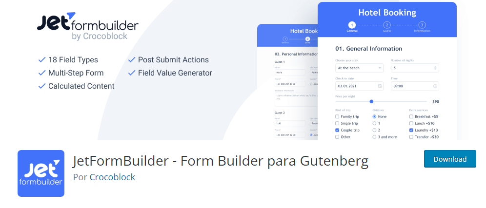 Plugin de formulário - JetFormBuilder