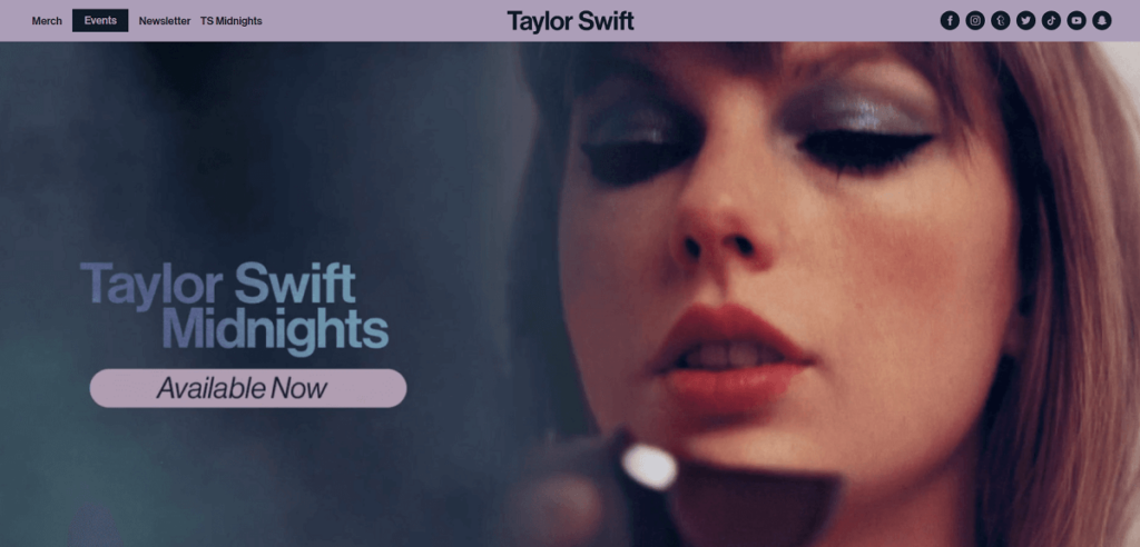 Site da Taylor Swift