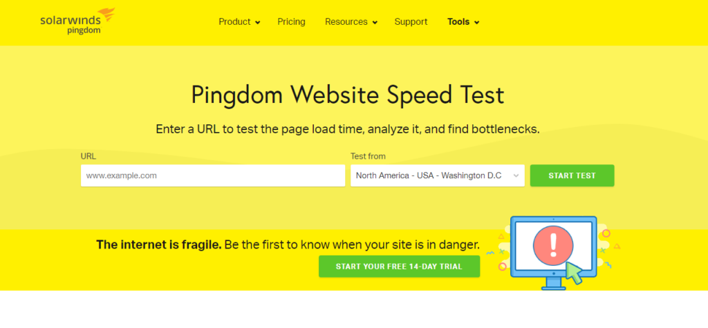 Pingdom Wbsite Speed Test