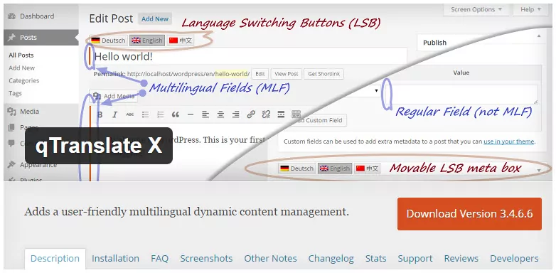 Plugin de Tradução - qTranslate X