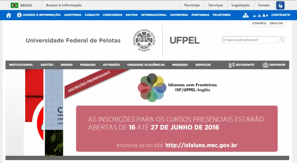 Sites em WordPress - Instituições de ensino - UFPEL