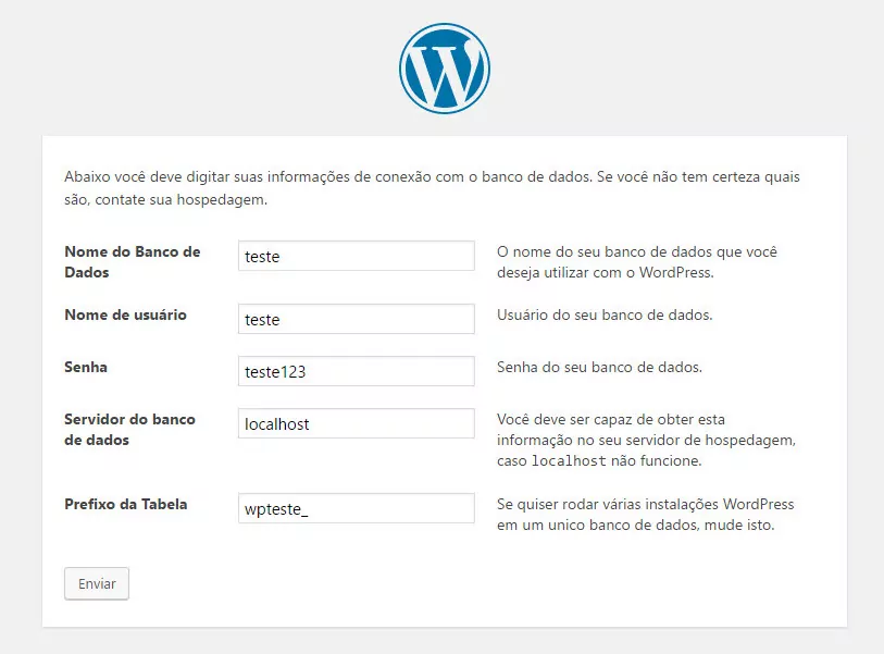 instalar o wordpress - passo 5