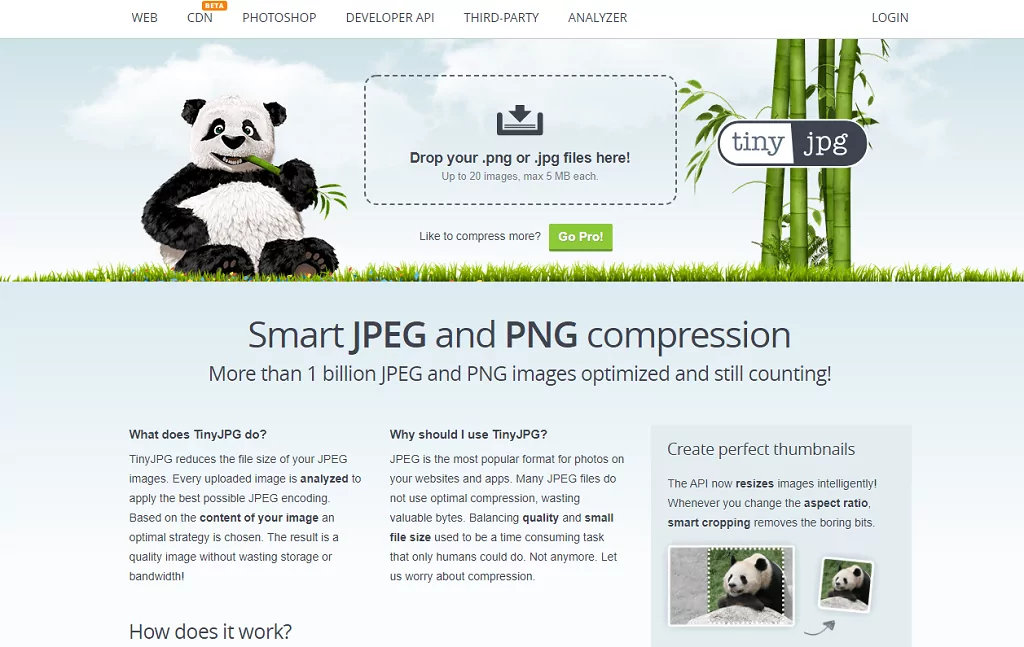 TinyJPG - um site para otimização de imagens