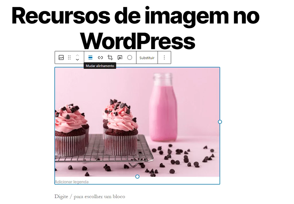 Como alinhar imagem - Recursos de imagem no WordPress