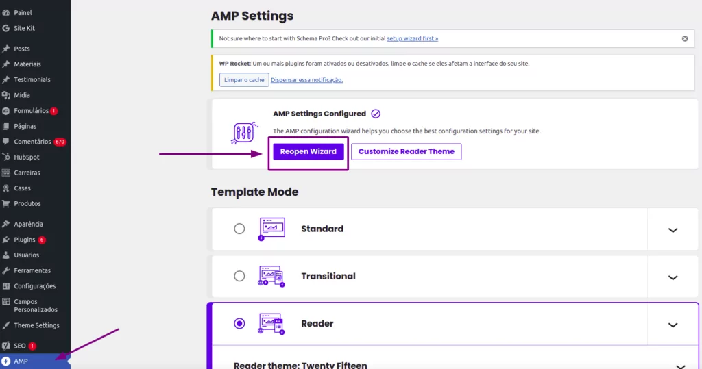 Passo a passo para configuração do Plugin AMP